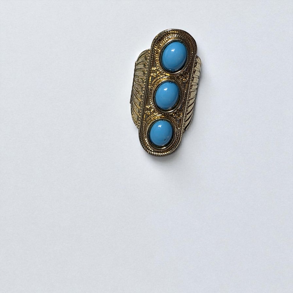 Gold Ring with Blue Stones